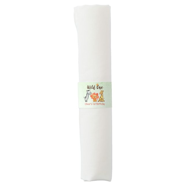 Wild One, Safari First Birthday Napkin Bands (Front)