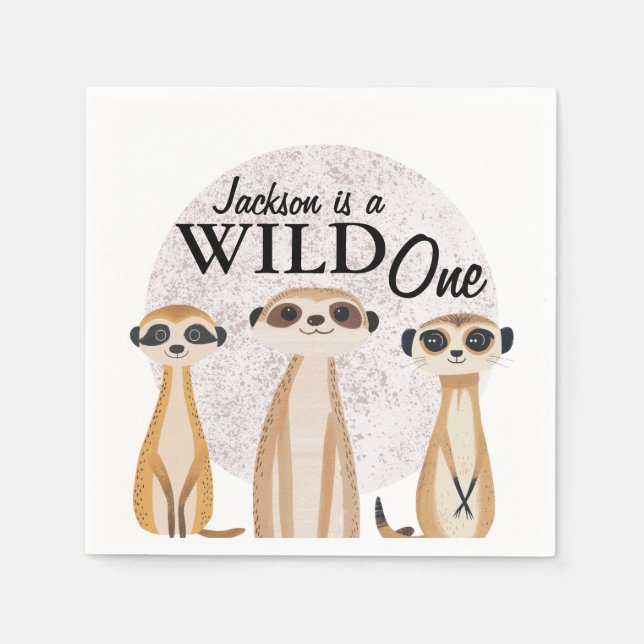 Wild One Safari First Birthday Napkins (Front)