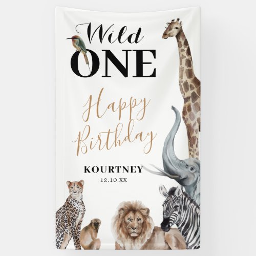 Wild One Safari First Birthday Party Banner