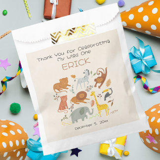 Wild One Safari First Birthday Party Favor Bag