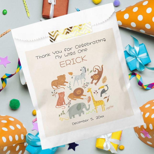 Wild One Safari First Birthday Party Favor Bag (Creator Uploaded)