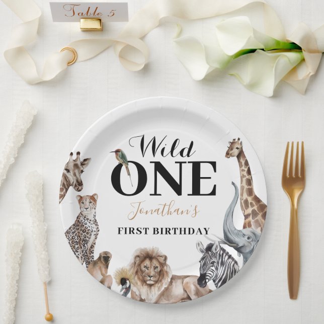 Wild One Safari First Birthday Party Paper Plates (Wedding)