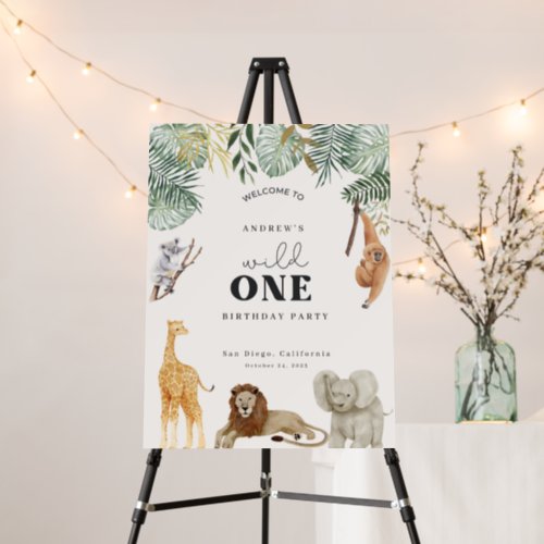 Wild One Safari First Birthday Party Welcome Sign