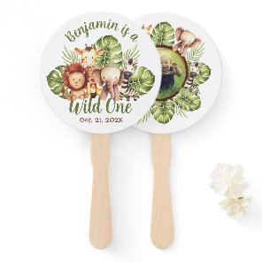 Wild One Safari First Birthday Photo Cute Animals  Hand Fan