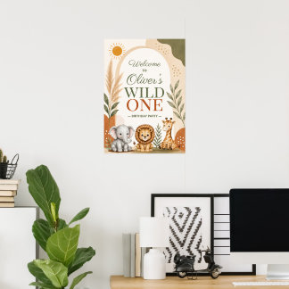Wild One Safari First Birthday Poster