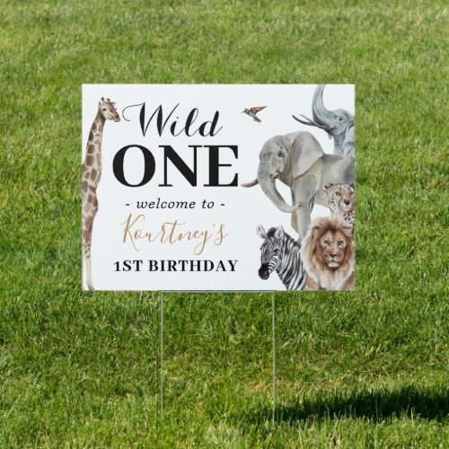 Wild One Safari First Birthday Sign