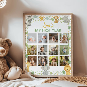 Wild One Safari First Year Photo Milestone Poster