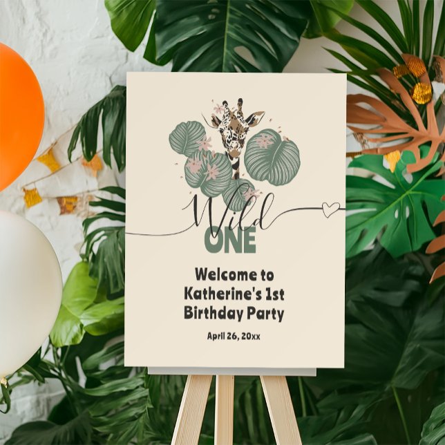 Wild One Safari Giraffe Animal Birthday Party  Foam Board (Creator Uploaded)