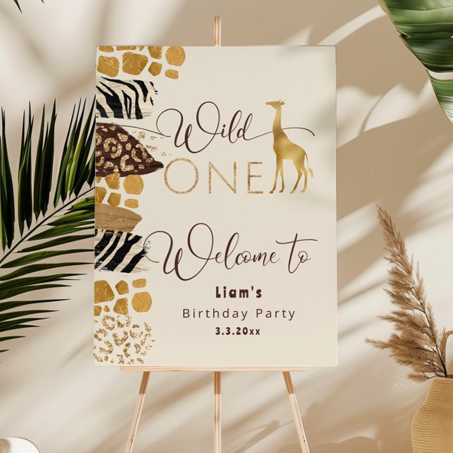 Wild one safari giraffe Birthday party welcome Foam Board (Creator Uploaded)