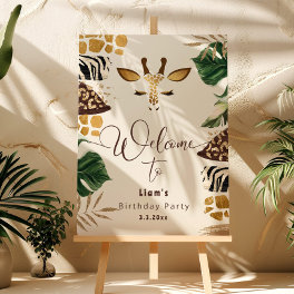 Wild one safari giraffe Birthday party welcome Foam Board