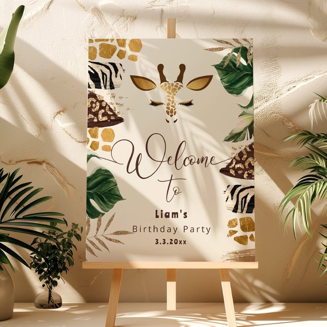 Wild one safari giraffe Birthday party welcome Foam Board (Creator Uploaded)