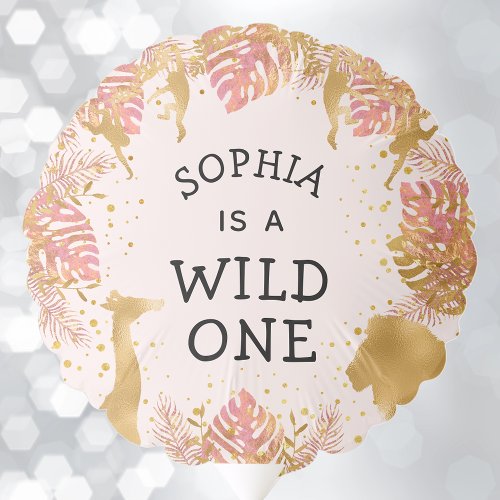 Wild One Safari Girls 1st Birthday Pastel Pink Balloon