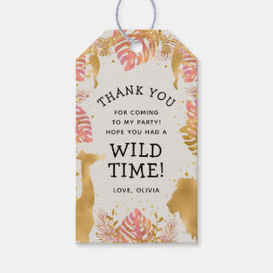 Wild One Safari Girls Birthday Pink Gold Ecru Gift Tags