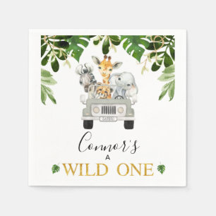 Wild One Safari Jeep First Birthday Napkins