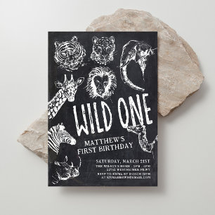 Wild One Safari Jungle 1st Birthday Invitation