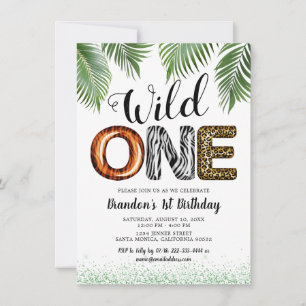 Wild One Safari Jungle 1st Birthday Invitation