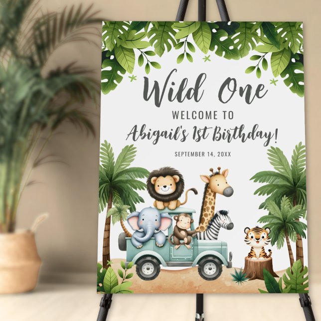 Wild One Safari Jungle 1st Birthday Welcome Sign (Wild One Safari Jungle 1st Birthday Welcome Sign)