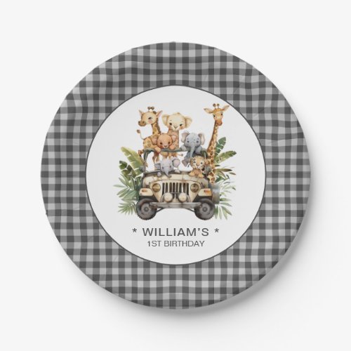 Wild One Safari Jungle 1st First Birthday  Paper Plates