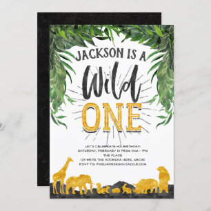 Wild One, Safari, Jungle, Animal, 1st birthday Invitation