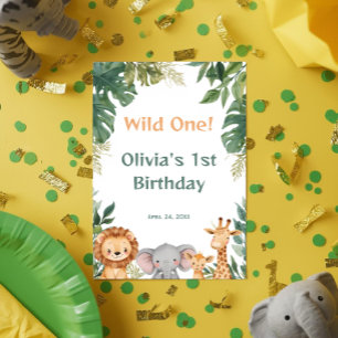 Wild One Safari Jungle Animals Birthday Welcome Foam Board