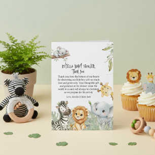 Wild One Safari Jungle Animals Boy Baby Shower  Thank You Card
