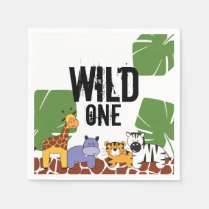Wild One Safari Jungle Animals First Birthday Napkins