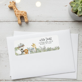 Wild One Safari Jungle Animals Return Address Label