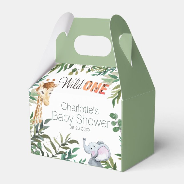 Wild One Safari Jungle Baby Shower  Favor Box (Front Side)