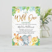 Wild One Safari Jungle Baby Shower invitation (Standing Front)