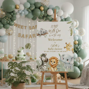 Wild One Safari Jungle Baby shower Welcome sign