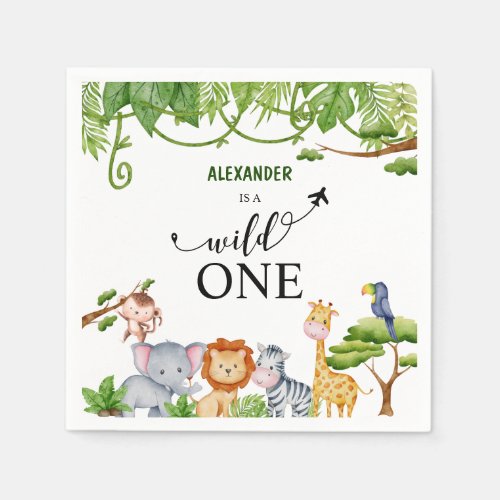 Wild One Safari Jungle Birthday Napkins