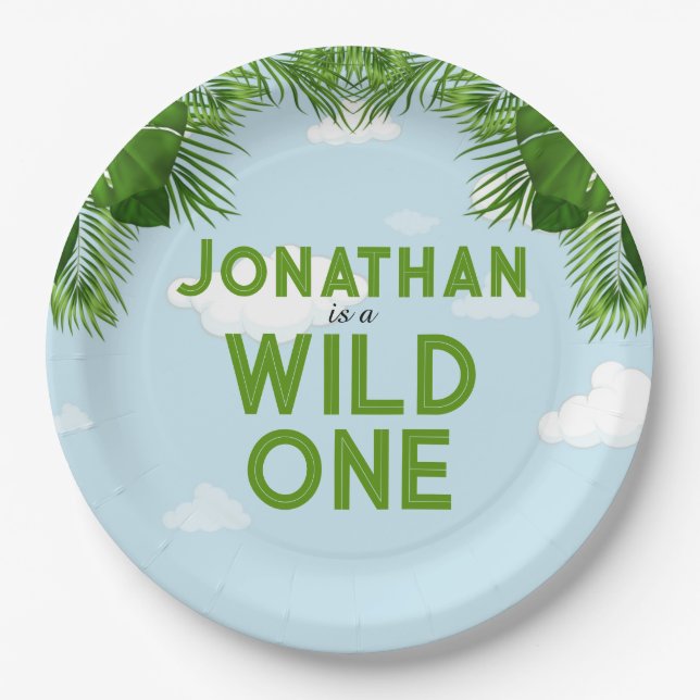 Wild One Safari Jungle Birthday Plates (Front)