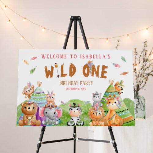 Wild One Safari Jungle Birthday Welcome Sign