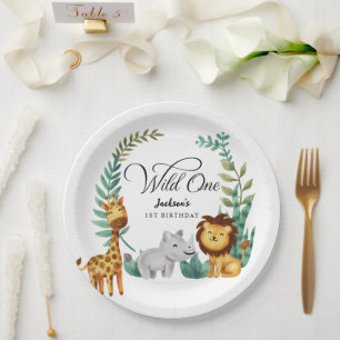 Wild One Safari Jungle Boys 1st Birthday Party Paper Plates