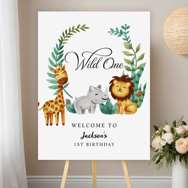 Wild One Safari Jungle Boys 1st Birthday Welcome Foam Board (Creator Uploaded)