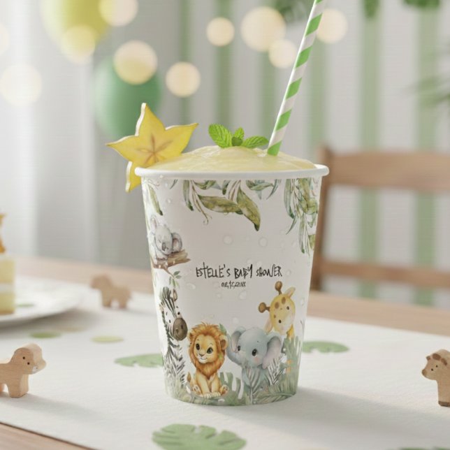 Wild One Safari Jungle Cute Animals Baby Shower Paper Cups (Creator Uploaded)