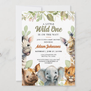 Wild One Safari Jungle Floral Baby Shower Invitation