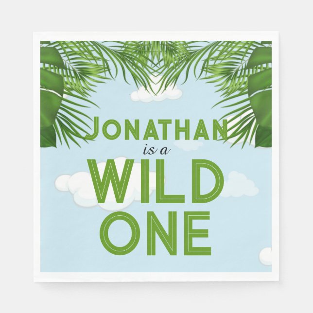 Wild One Safari Jungle Party Paper Napkins (Front)