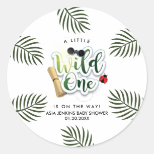 Wild One Safari Jungle Tropical Baby Shower Classic Round Sticker