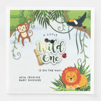 Wild One Safari Jungle Tropical Baby Shower Paper Dinner Napkins