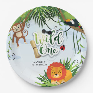 Wild One Safari Jungle Tropical Baby Shower Paper Plates