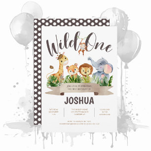 Wild One Safari Kid's Birthday Invitation