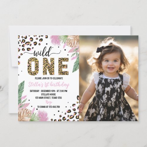 Wild One Safari Leopard 1st Birthday Invitation