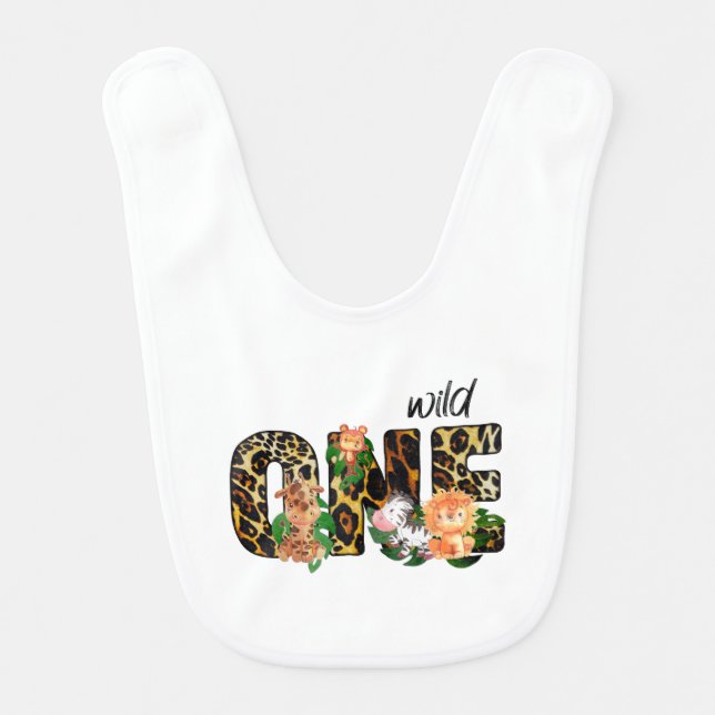 Wild One Safari Leopard Baby Bib (Front)