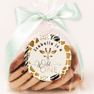 Wild one Safari modern birthday party Classic Round Sticker