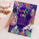 Wild One Safari Neon Rainbow Cheetah Birthday Invitation<br><div class="desc">Wild One Safari Neon Rainbow Cheetah Birthday Invitation 
All designs are © PIXEL PERFECTION PARTY LTD</div>