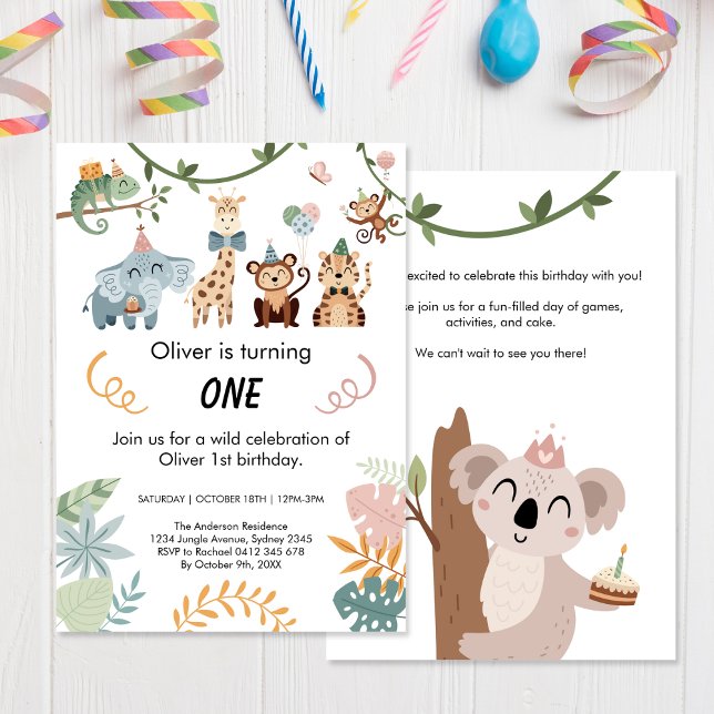 Wild One, Safari Party Animals Birthday  Invitation (Creator Uploaded)