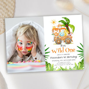 Wild One Safari Photo Birthday Invitation