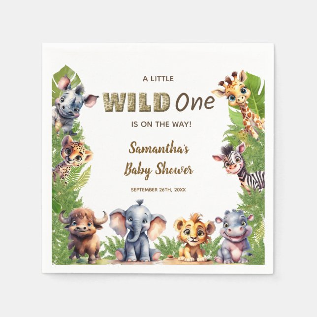 Wild One Safari Theme Baby Shower Napkins (Front)