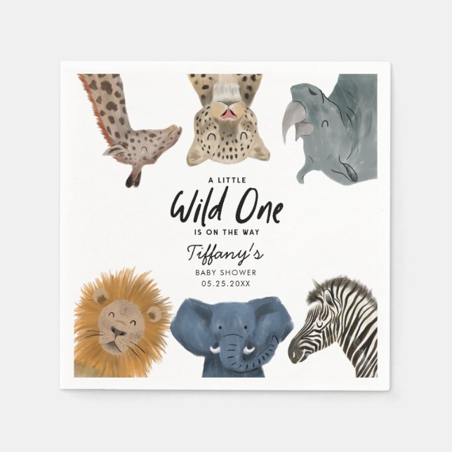 Wild One Safari Theme Baby Shower Napkins (Front)